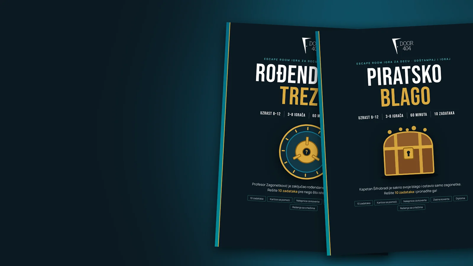Escape room igre za decu Misija 404: Rođendanski trezor i Piratsko blago, Door 404